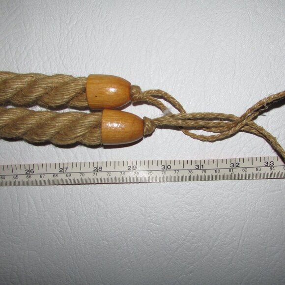 Large Rope and Wood Curtain Tie Backs - Picture 9 of 10